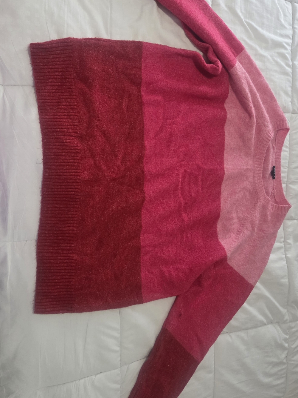 torrid Pink and Red Colorblock Crewneck Sweater